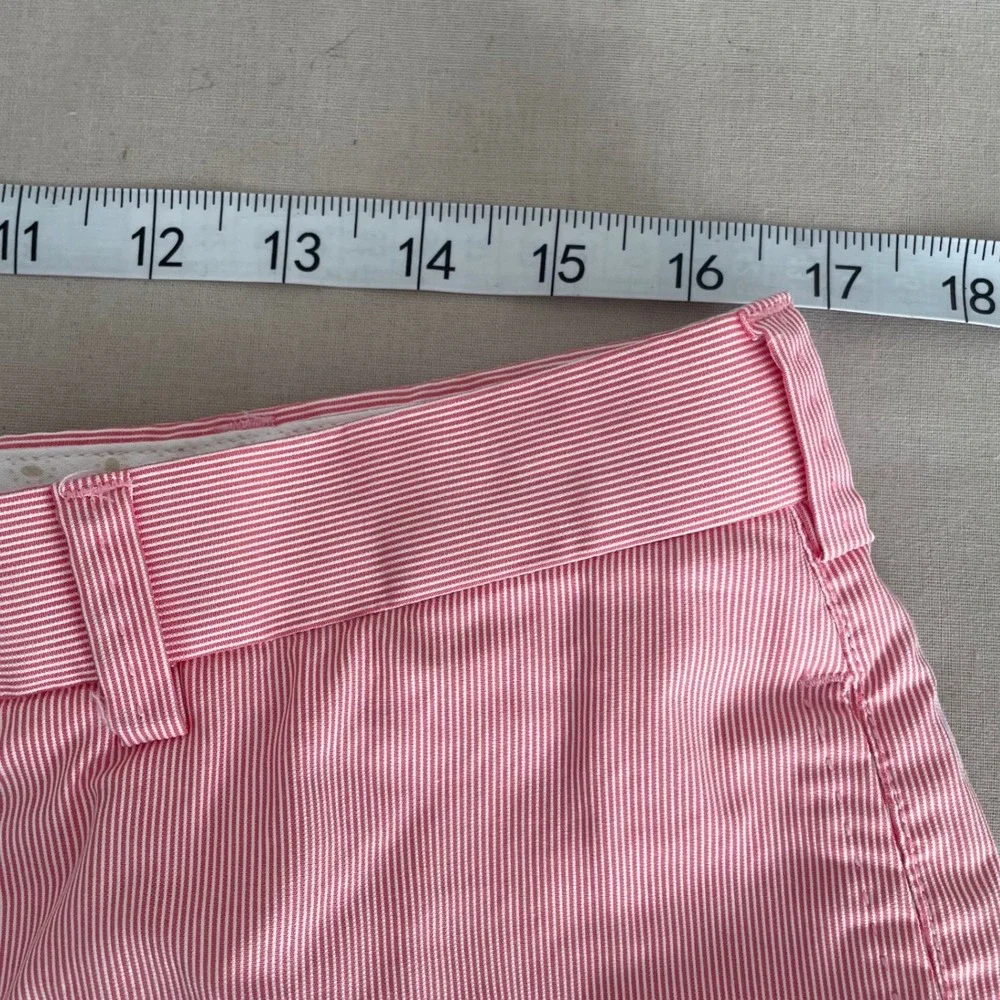 Peter‎ Millar Mens 34 Pink White Seersucker Flat Front Shorts Golf Preppy Clasic